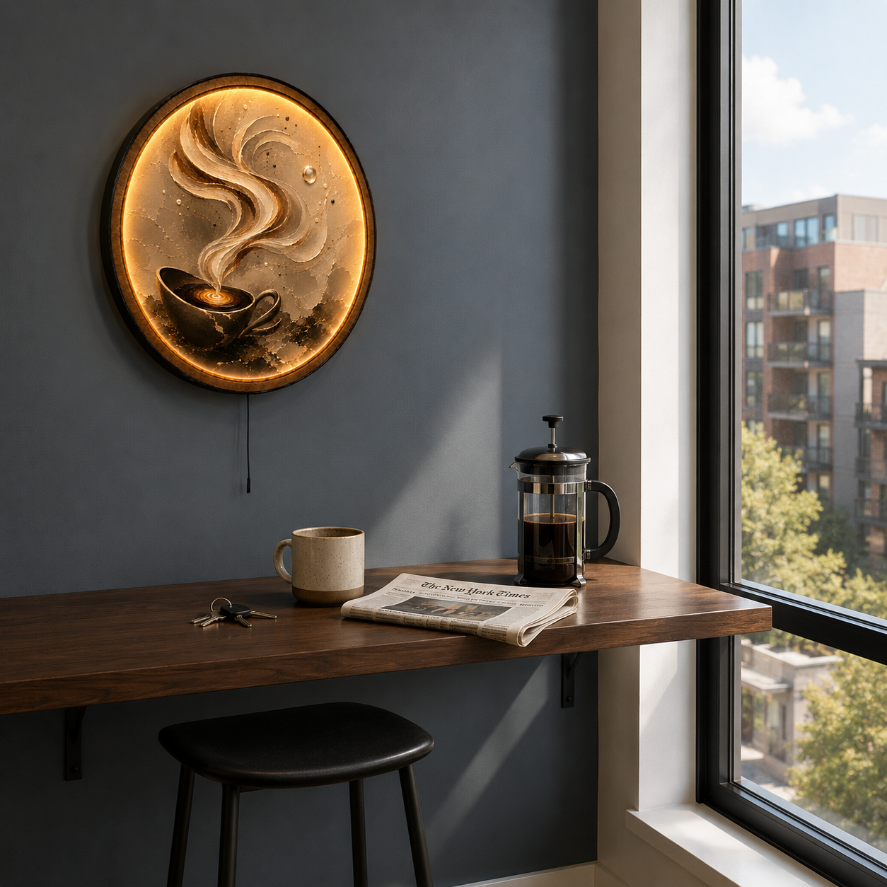 Coffee Aroma LED Wall Art – Morning Ritual Kitchen Decor
