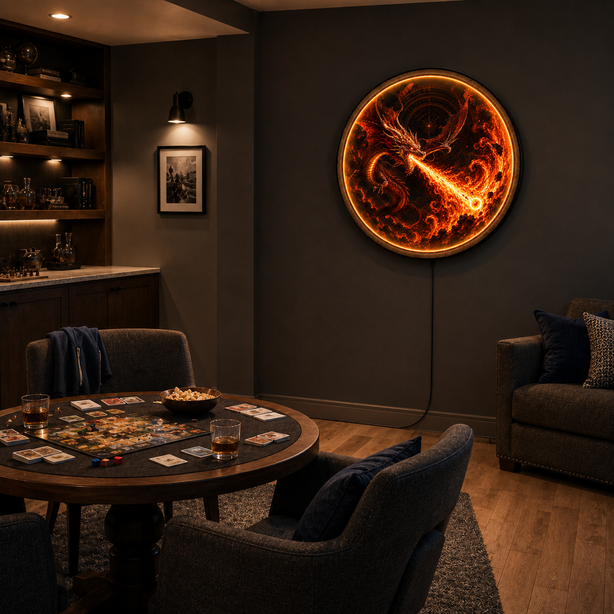 Inferno Dragon LED Wall Art – Fire Breathing Dragon Decor