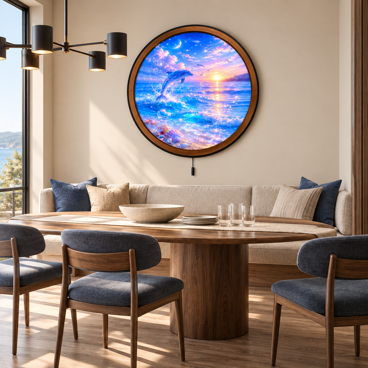 Dreamy Dolphin Sunset – Ocean Magic LED Wall Art