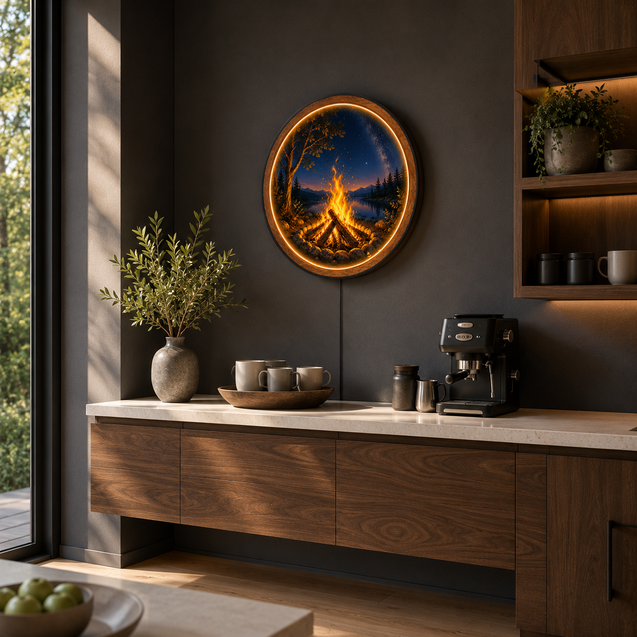 Campfire Under the Milky Way LED Wall Art | Warm Ambient Light