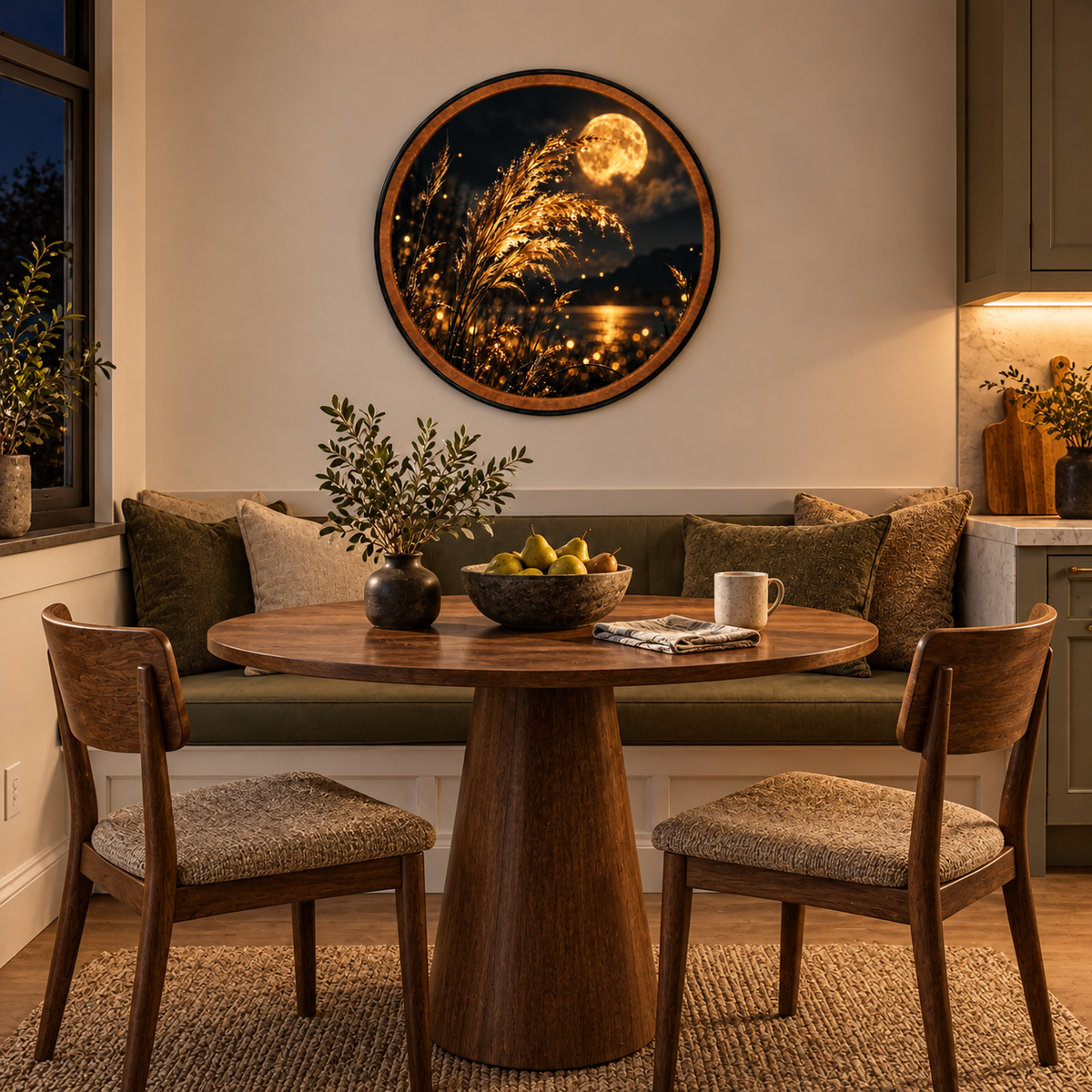 Golden Moonlight – Handcrafted LED Wall Art