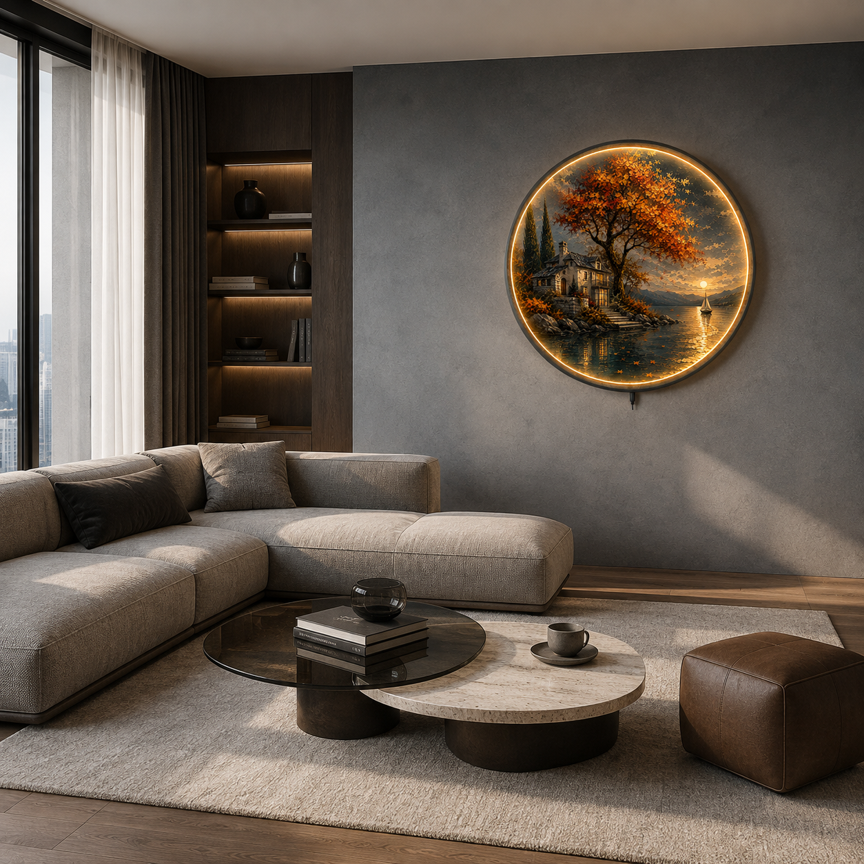 Autumn Haven LED Wall Art – Luxury Lakeside Landscape Decor