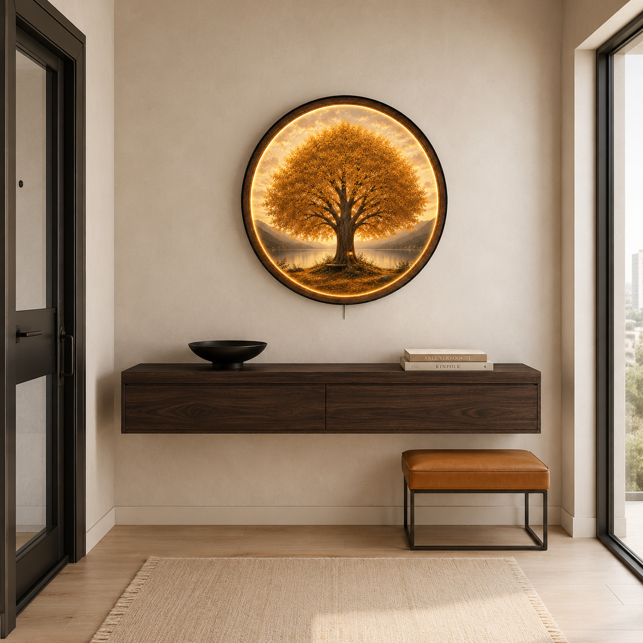 Lakeside Glow LED Wall Art – Illuminated Tree Wooden Wall Decor