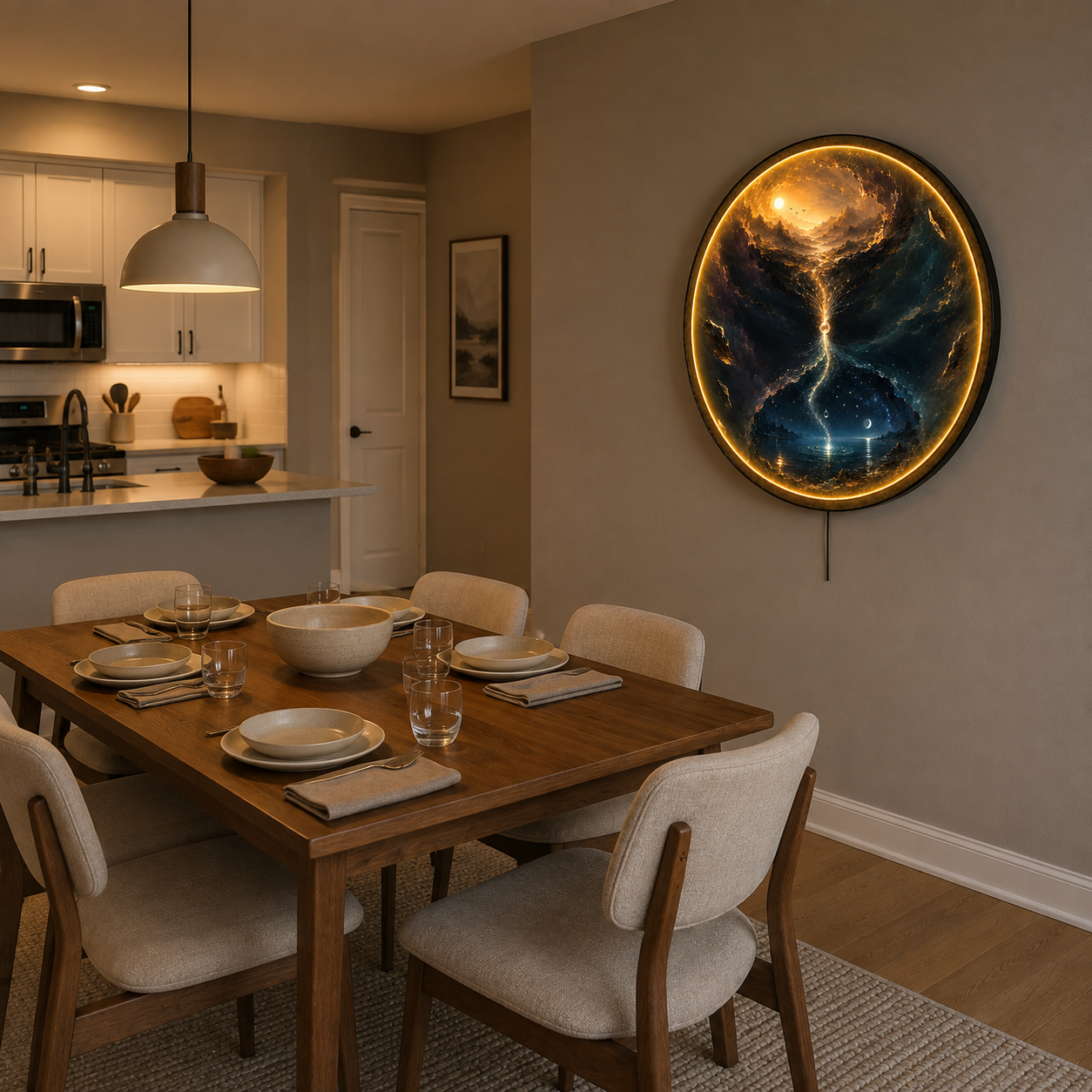 Between Two Worlds LED Wall Art – Celestial Portal Landscape