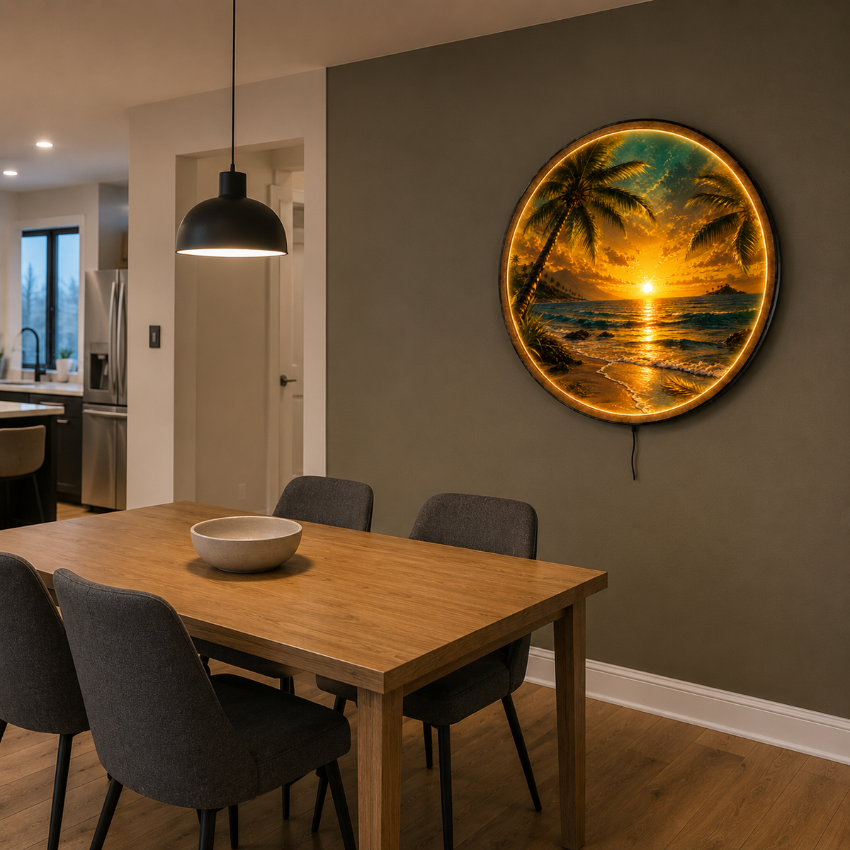 Sunset Cove LED Wall Art – Tropical Palm Beach Decor