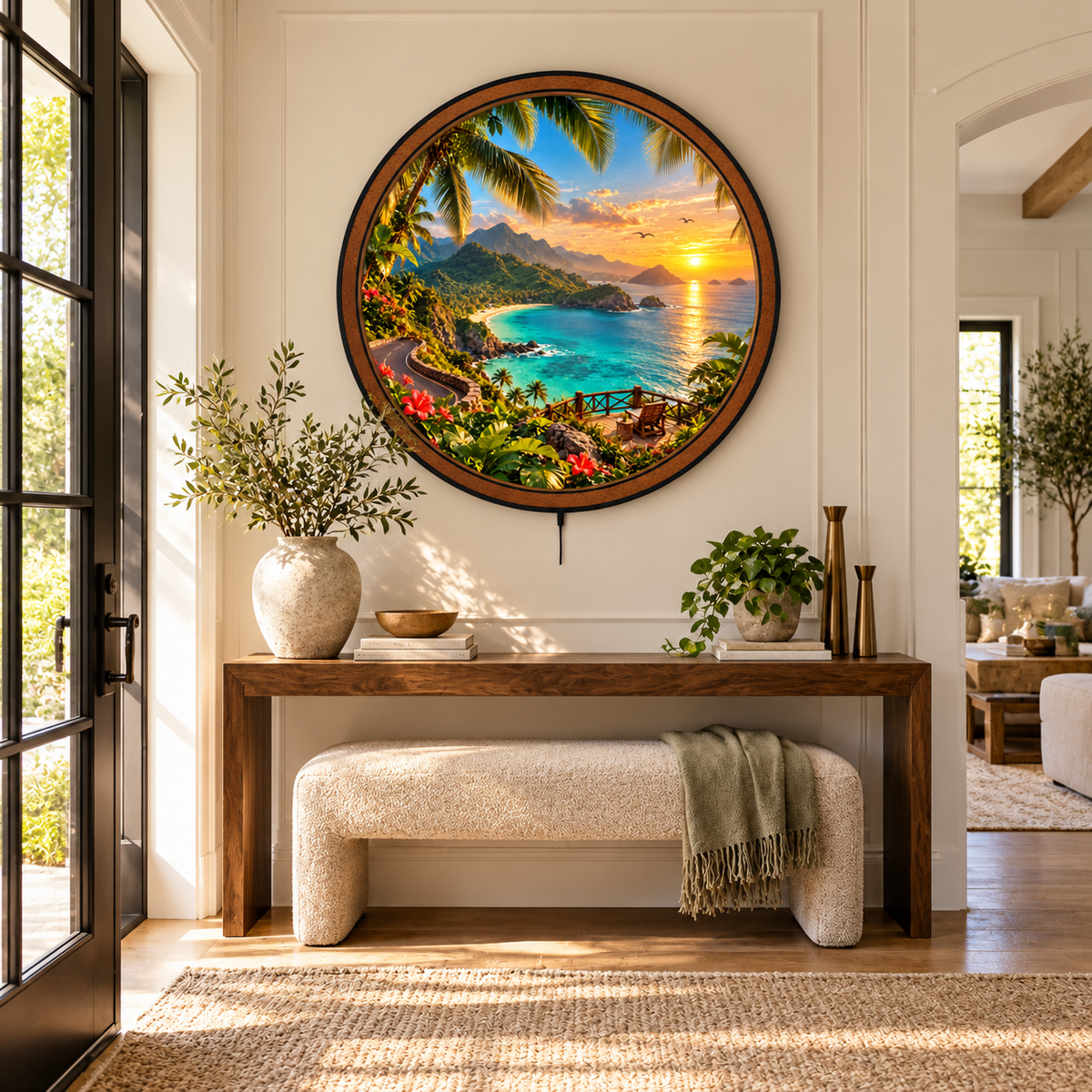Tropical Island Escape – Coastal Sunset LED Wall Art