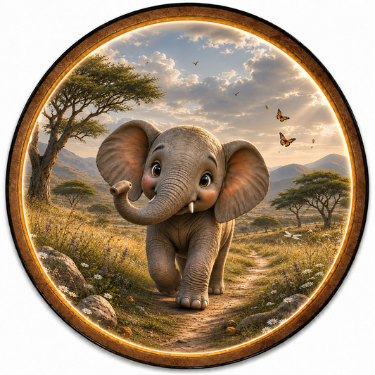 Baby Elephant LED Wall Art – Nursery Animal Decor