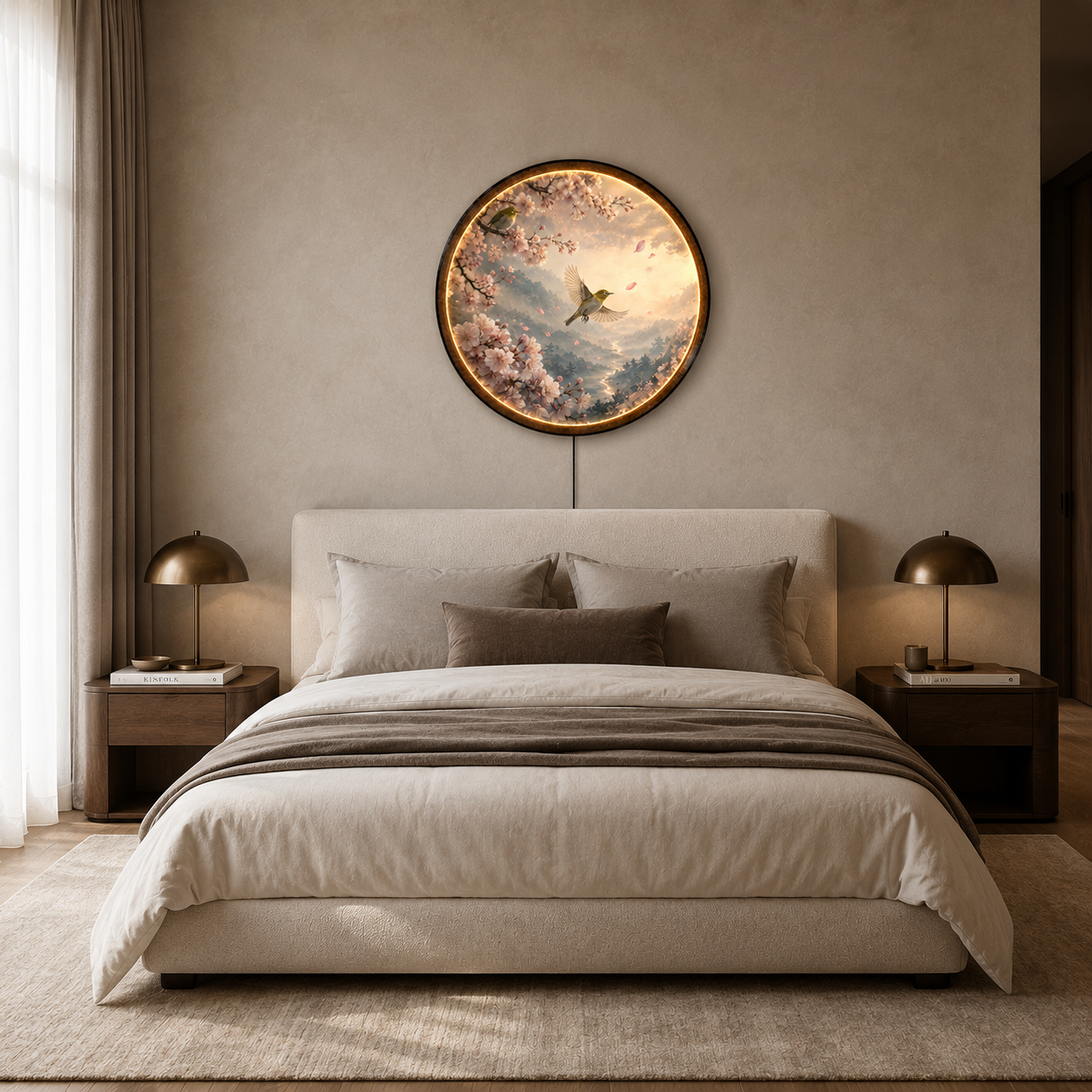 Sakura Flight Mist Valley LED Wall Art – Cherry Blossom Decor