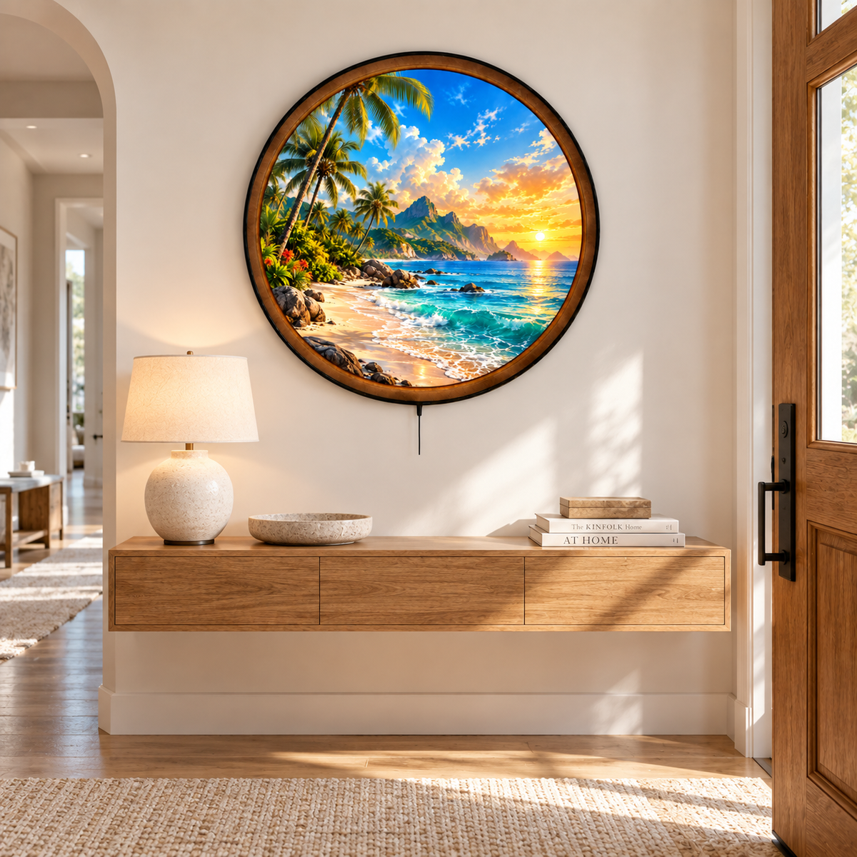 Tropical Paradise – Golden Sunset LED Wall Art