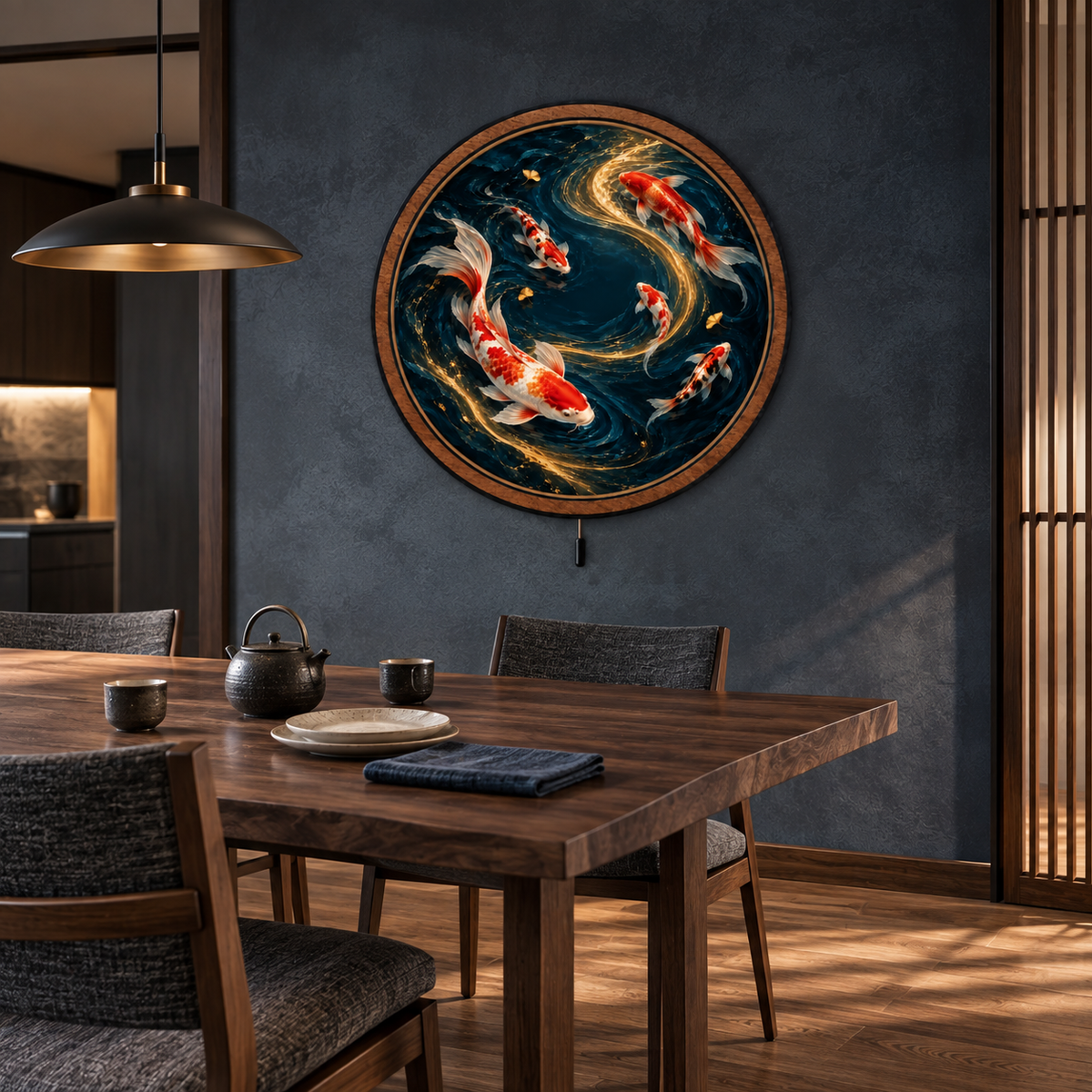 Koi Current — Golden Flow LED Wall Art | Japanese Koi Fish Decor