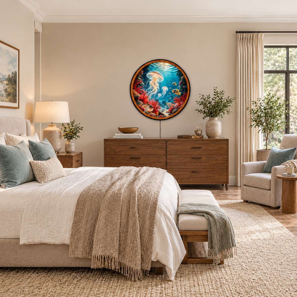 Ocean's Enchanted Glow – Handcrafted LED Wall Art
