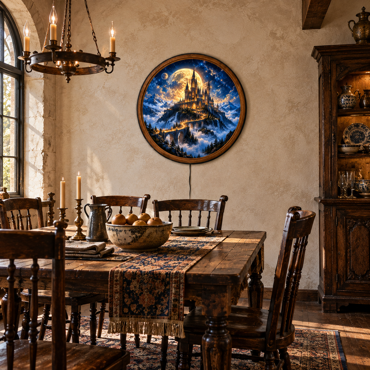 Moonlit Citadel – Handcrafted Fantasy Castle LED Wall Art