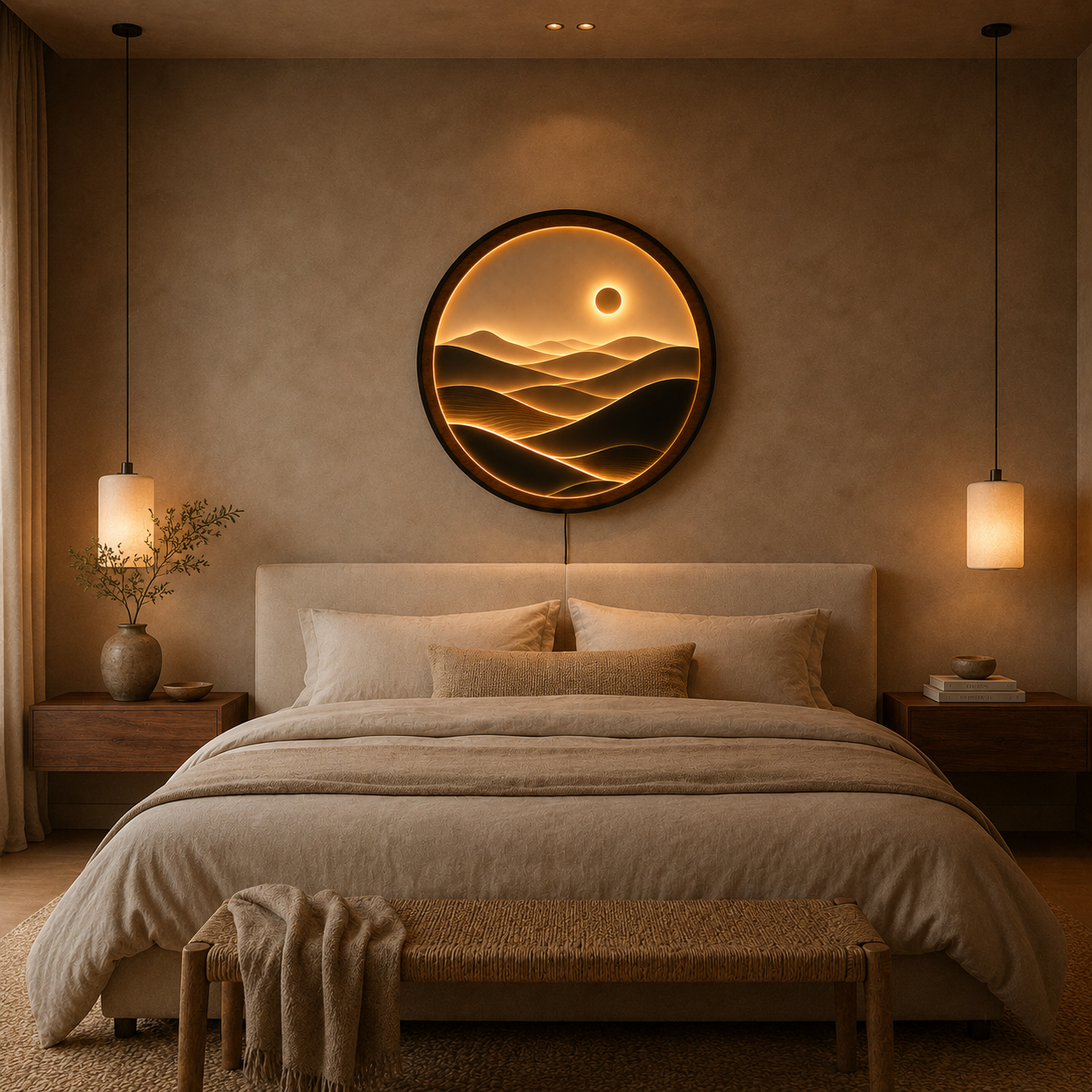 Minimalist Desert Sunset LED Wall Art – Modern Acrylic Wall Decor