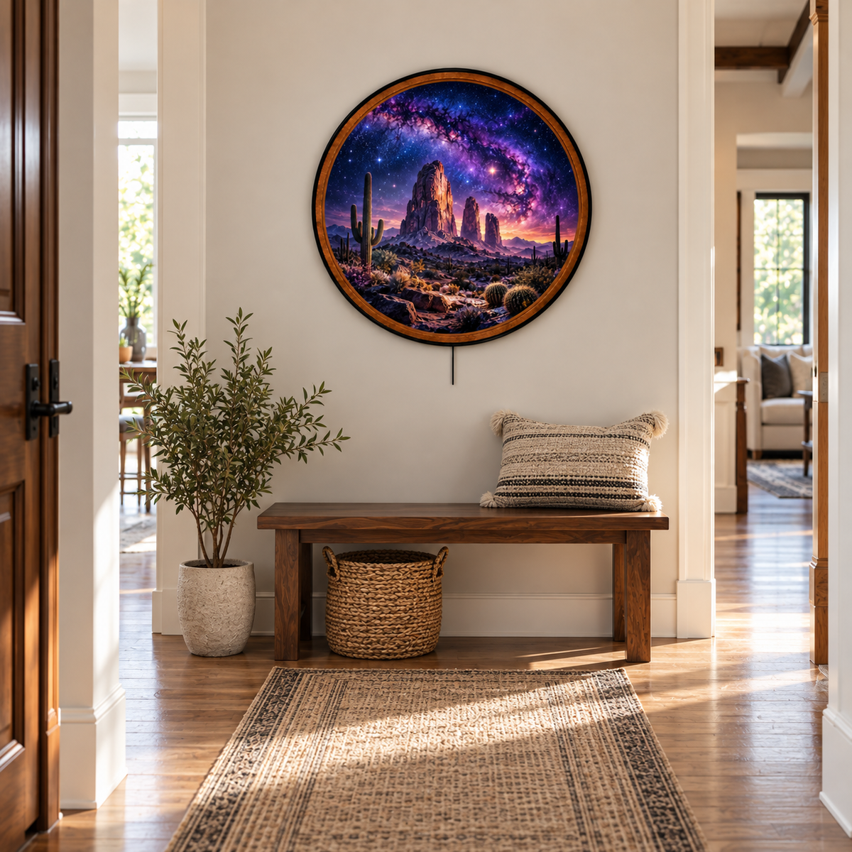 Cosmic Desert – Handcrafted Round LED Wall Art