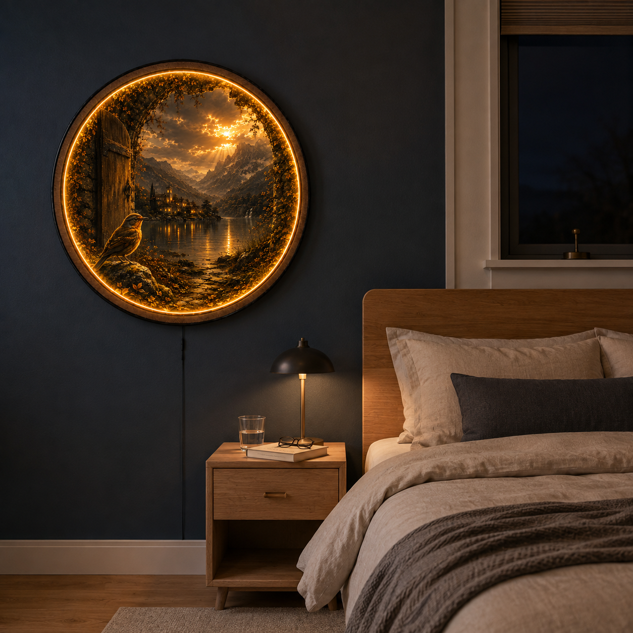 Beyond the Door LED Wall Art – Mountain Lake Nature Decor