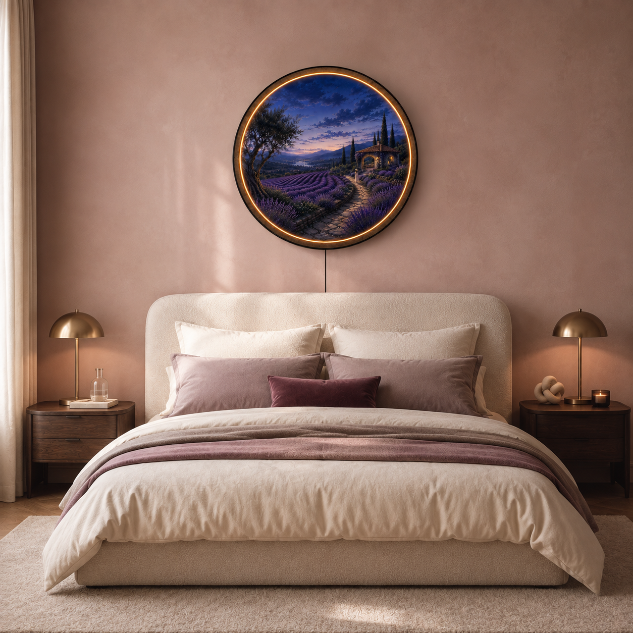 Lavender Twilight LED Wall Art – Provence Evening Landscape