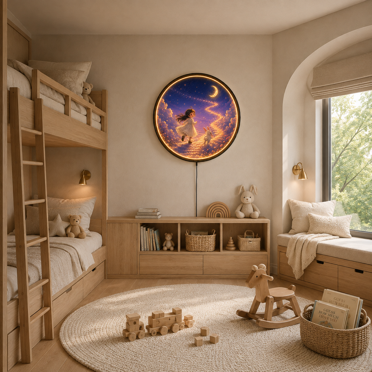 Moonlit Dream Path LED Wall Art – Round Acrylic Light Decor