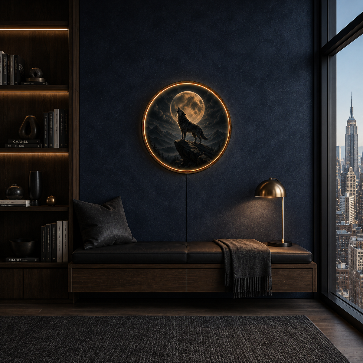 Moonlit Peacock Blossom LED Wall Art – Elegant Illuminated Decor