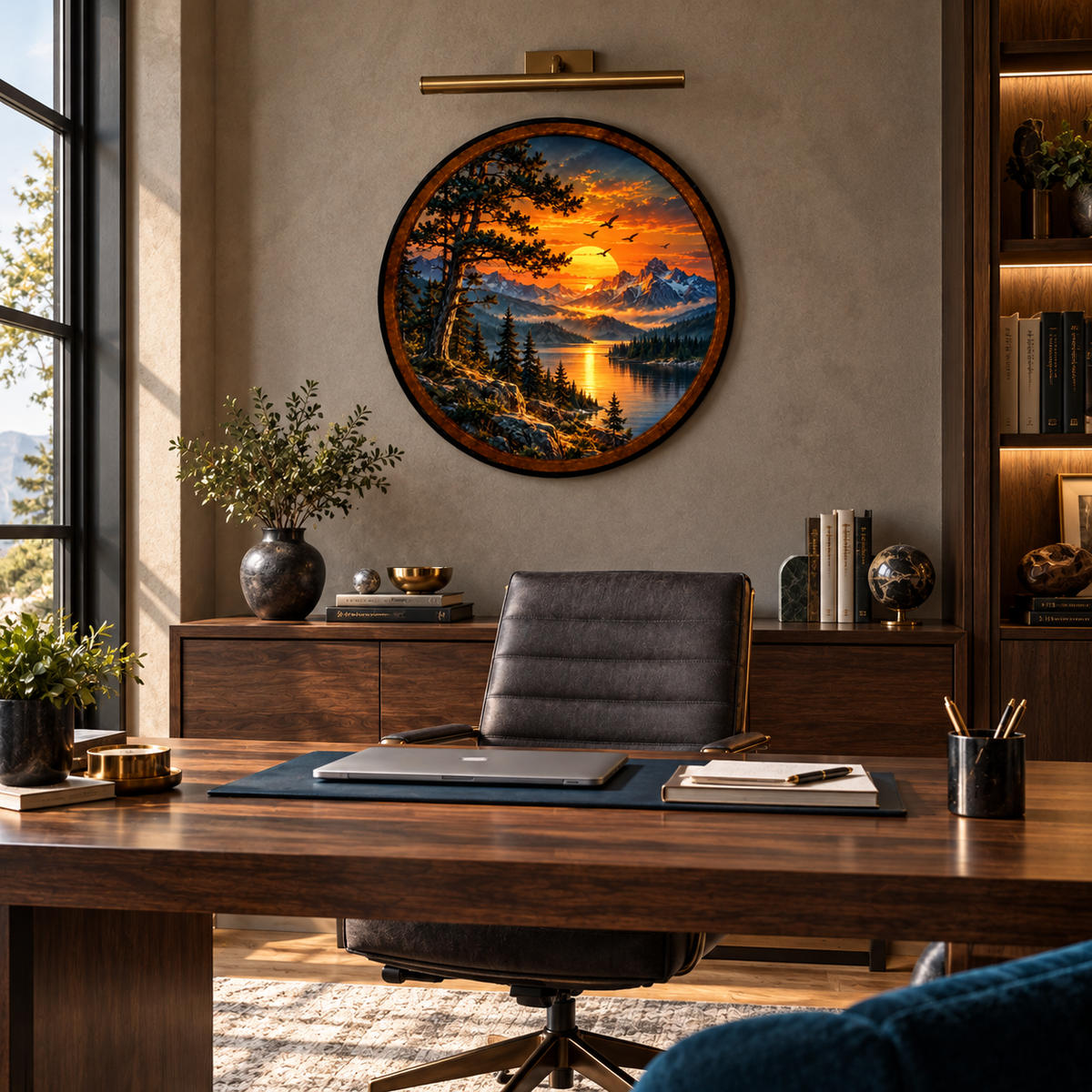 Mountain Sunset Landscape – Handcrafted LED Wall Art