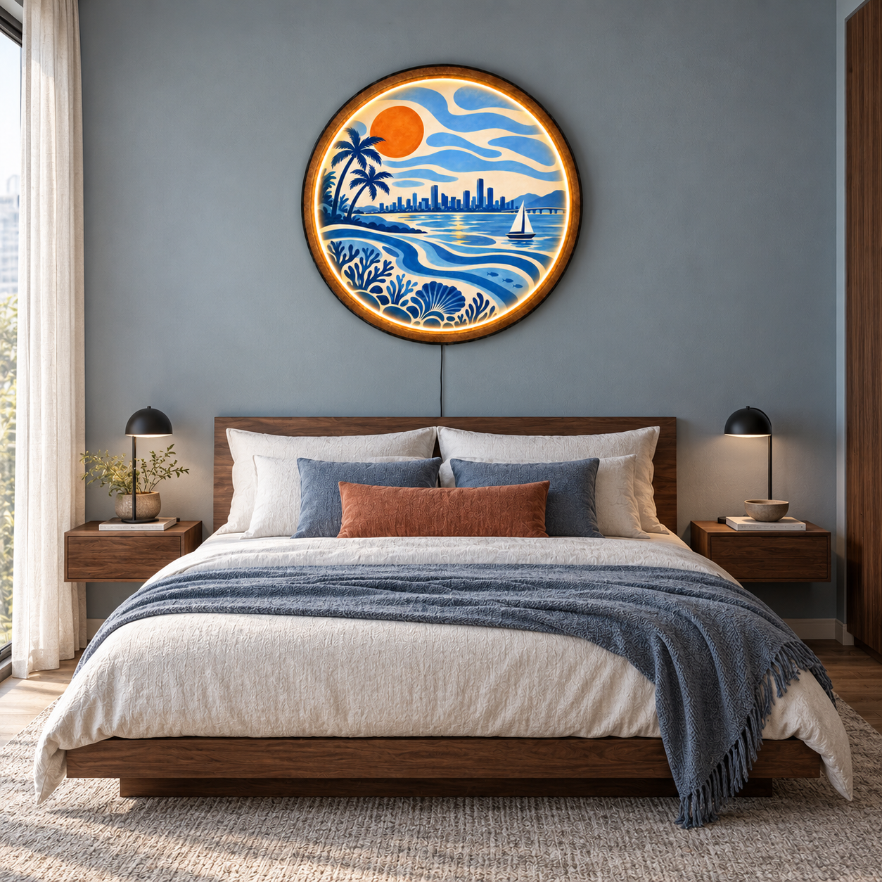 Coastal Sunset LED Wall Art – Ocean City Lighted Decor