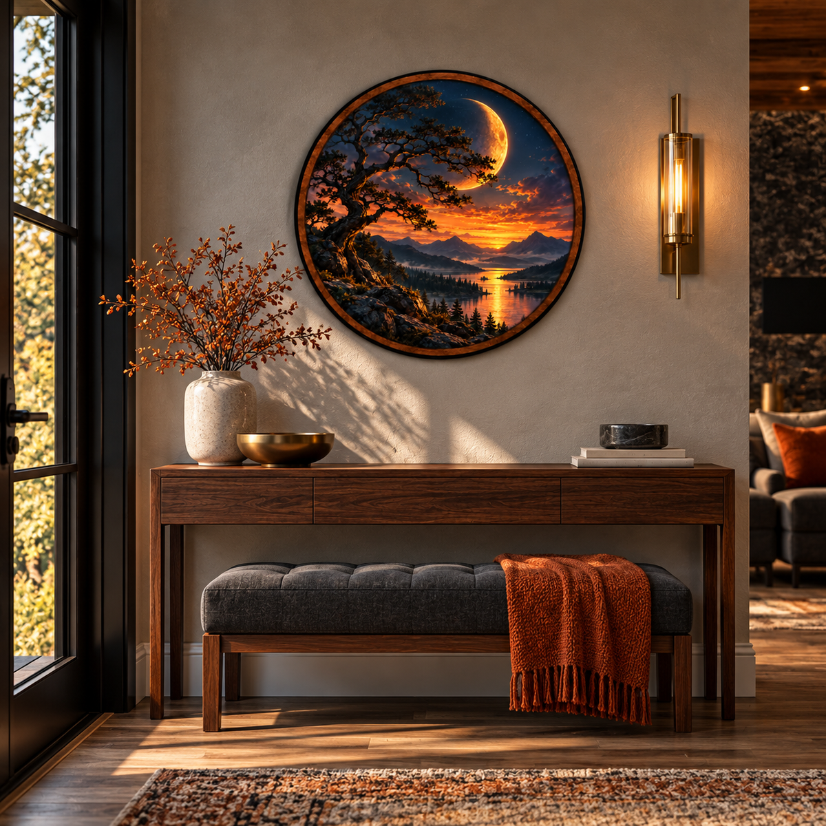 Golden Crescent – Handcrafted LED Wall Art