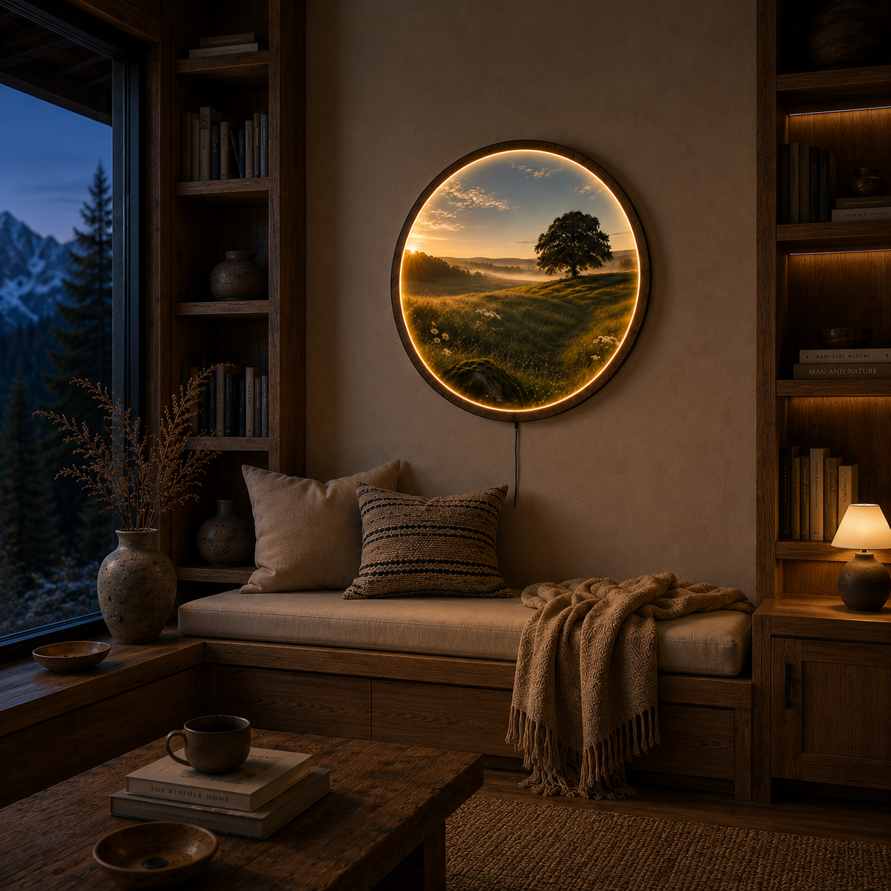 Golden Meadow Sunrise LED Wall Art – Illuminated Nature Landscape Decor