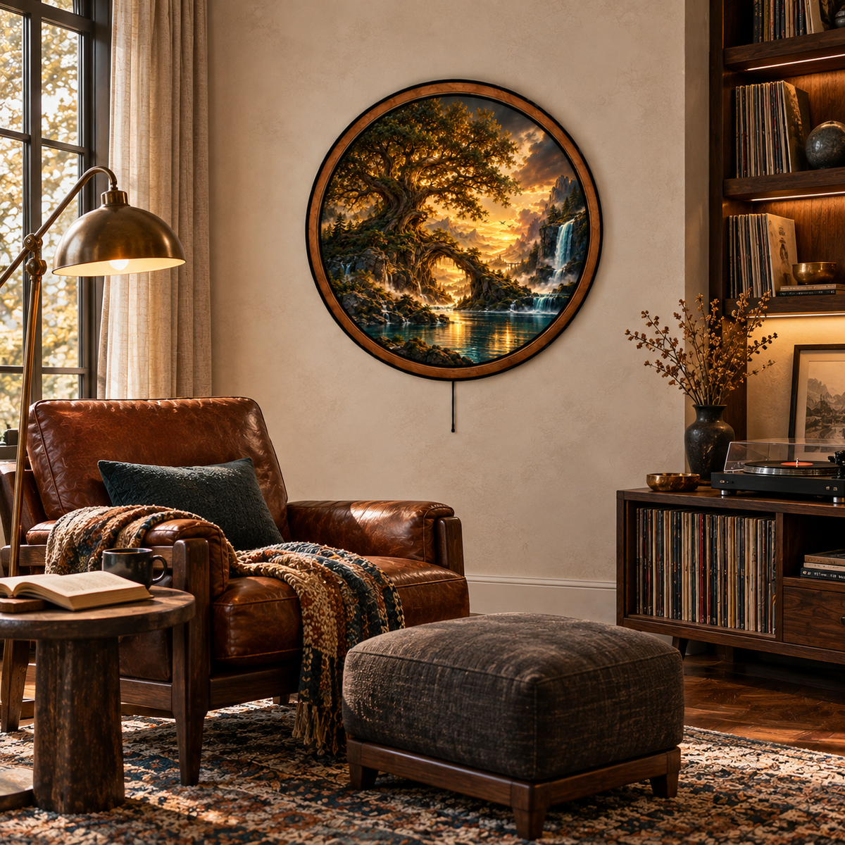 Handcrafted Ancient Tree Golden Valley LED Wall Art