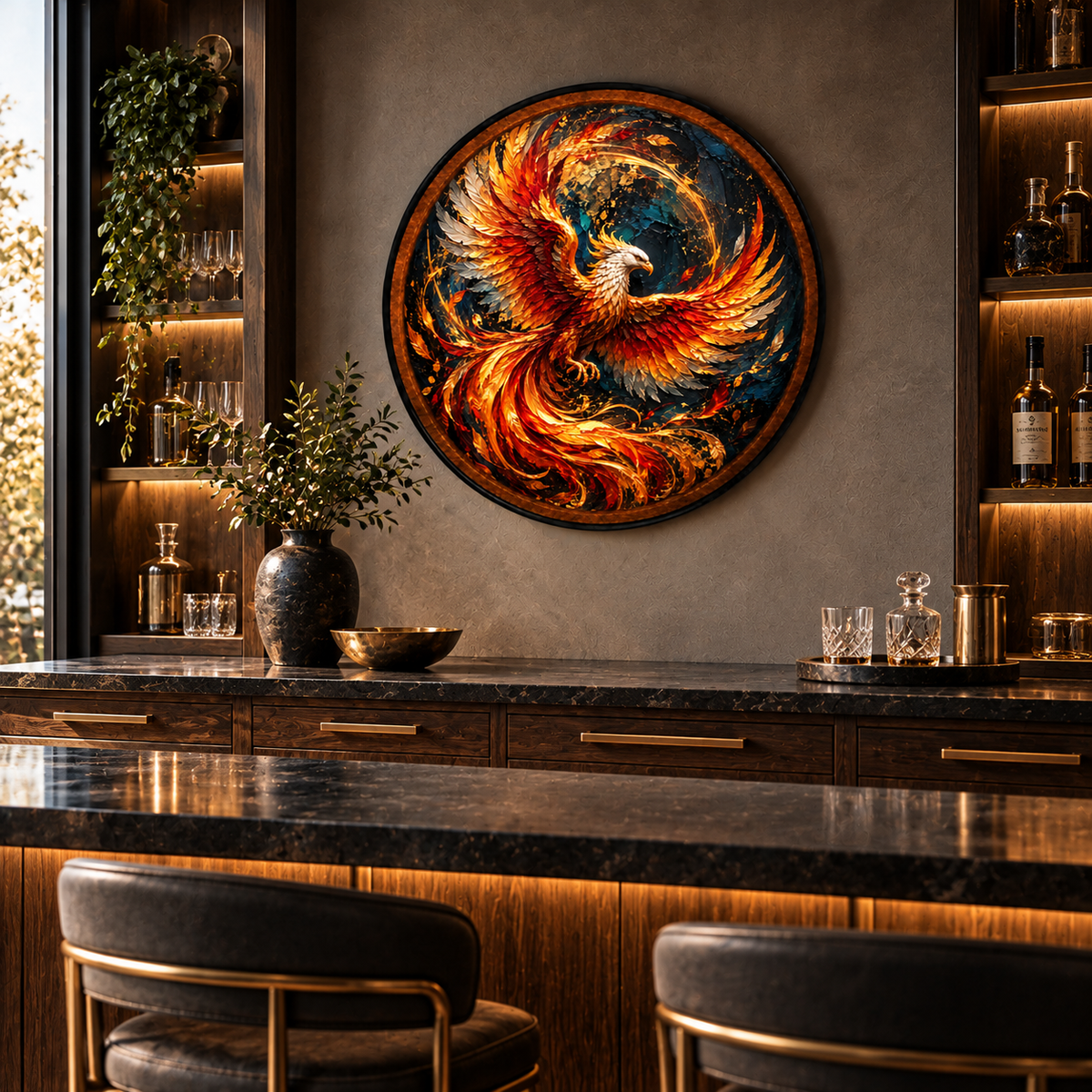 Phoenix of Eternal Fire – Handcrafted LED Wall Art