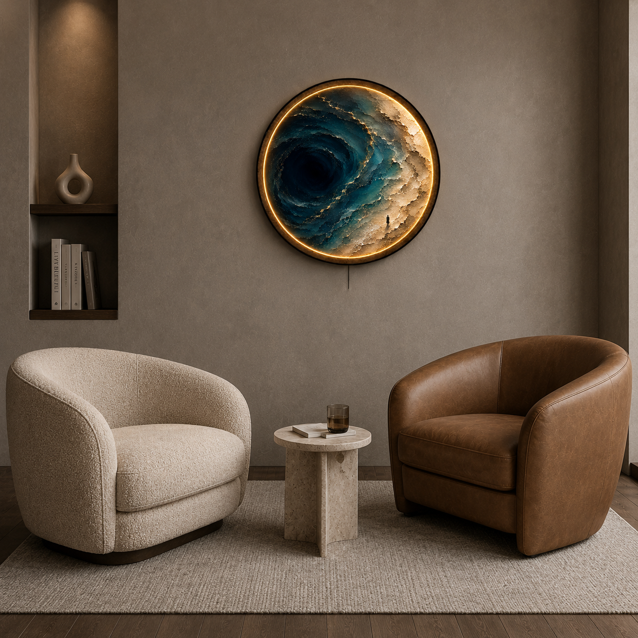 Abyssal Tide LED Wall Art – Abstract Ocean Wave Decor