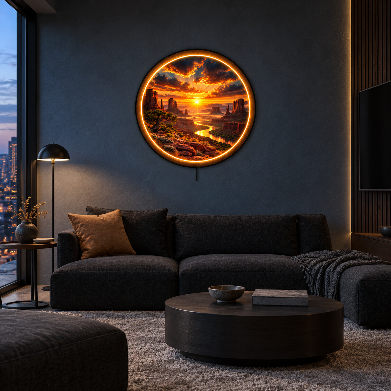 Desert Horizon LED Wall Art – Southwest Canyon Sunset Decor
