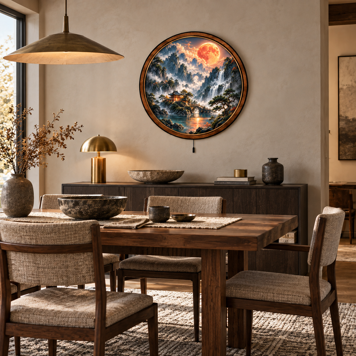 Handcrafted Moonlit Mountain Sanctuary LED Wall Art