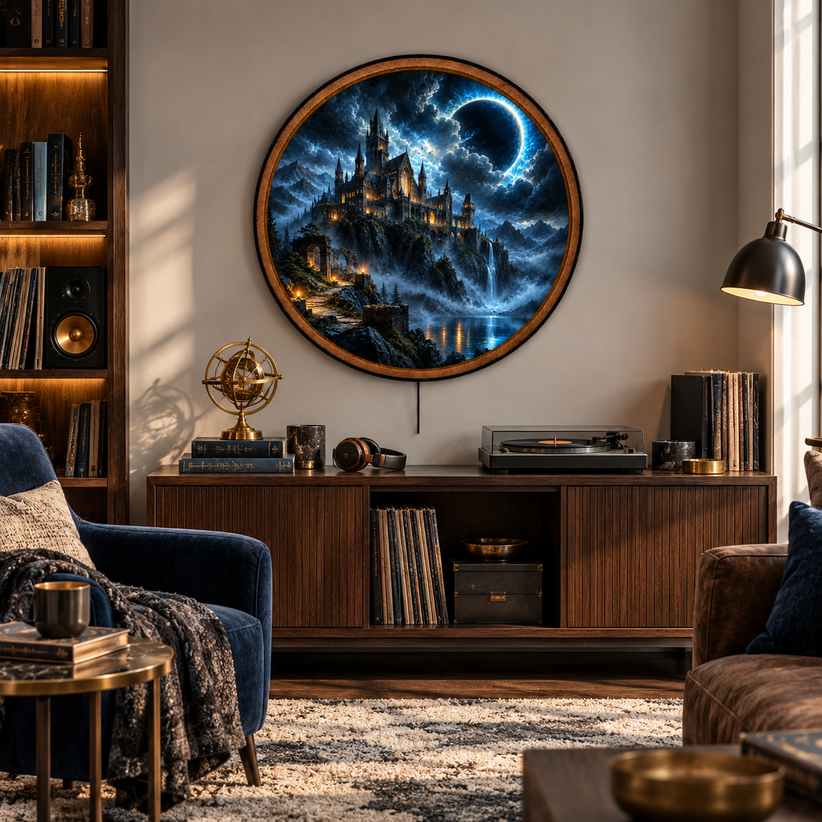 Eclipse Citadel Gothic Castle Circular LED Wall Art