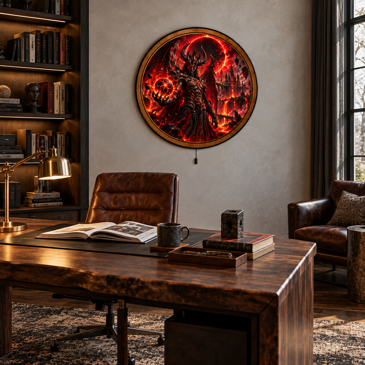 Handcrafted Infernal Demon King Fantasy LED Wall Art