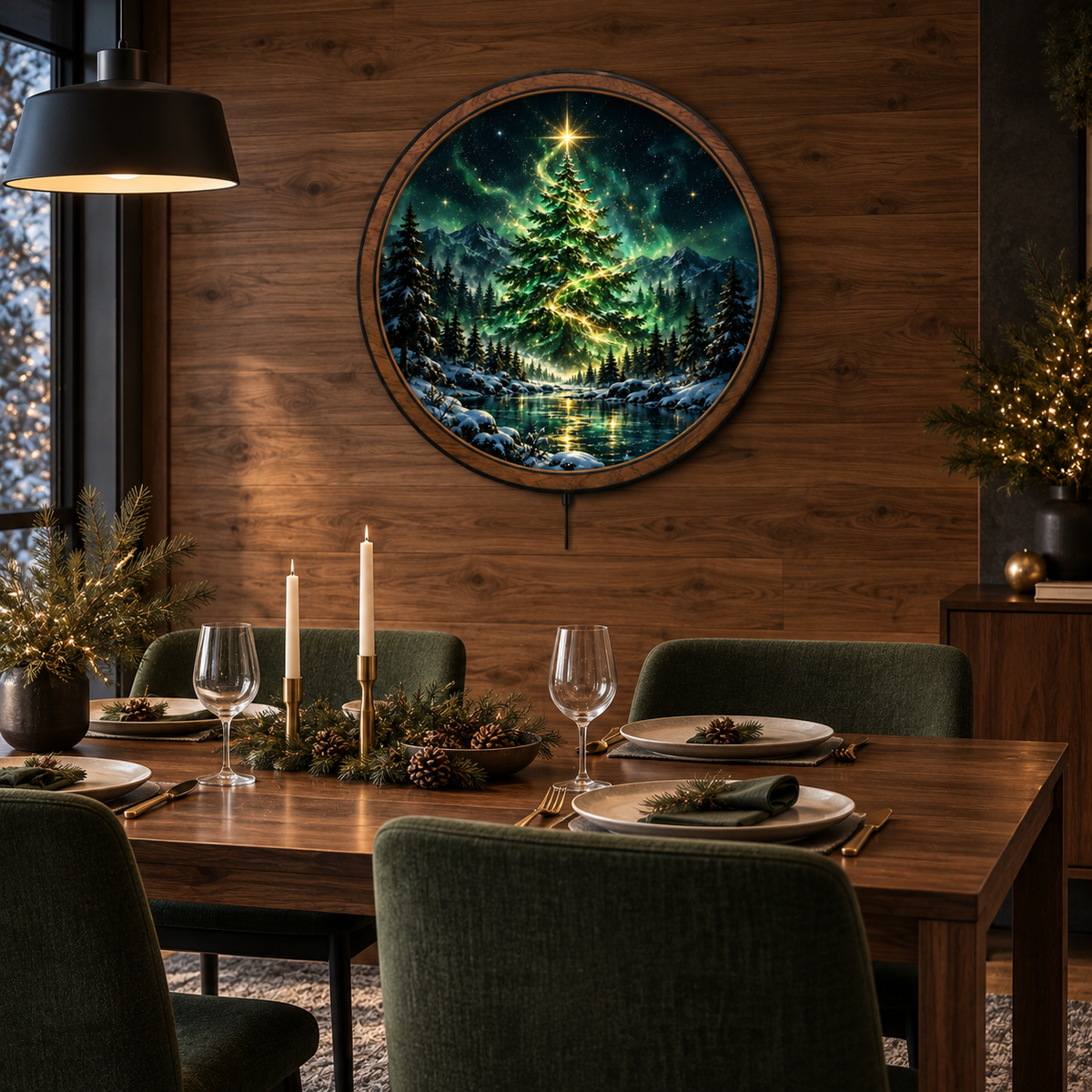 Evergreen Star Glow LED Wall Art – Enchanted Christmas Forest