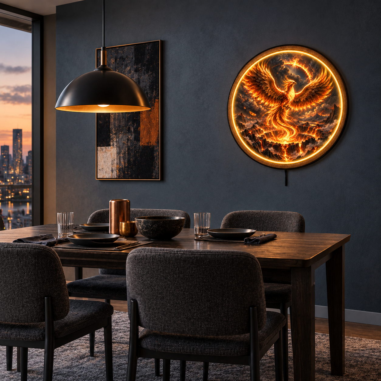 Ember Ascension LED Wall Art – Eternal Flame Fantasy Decor