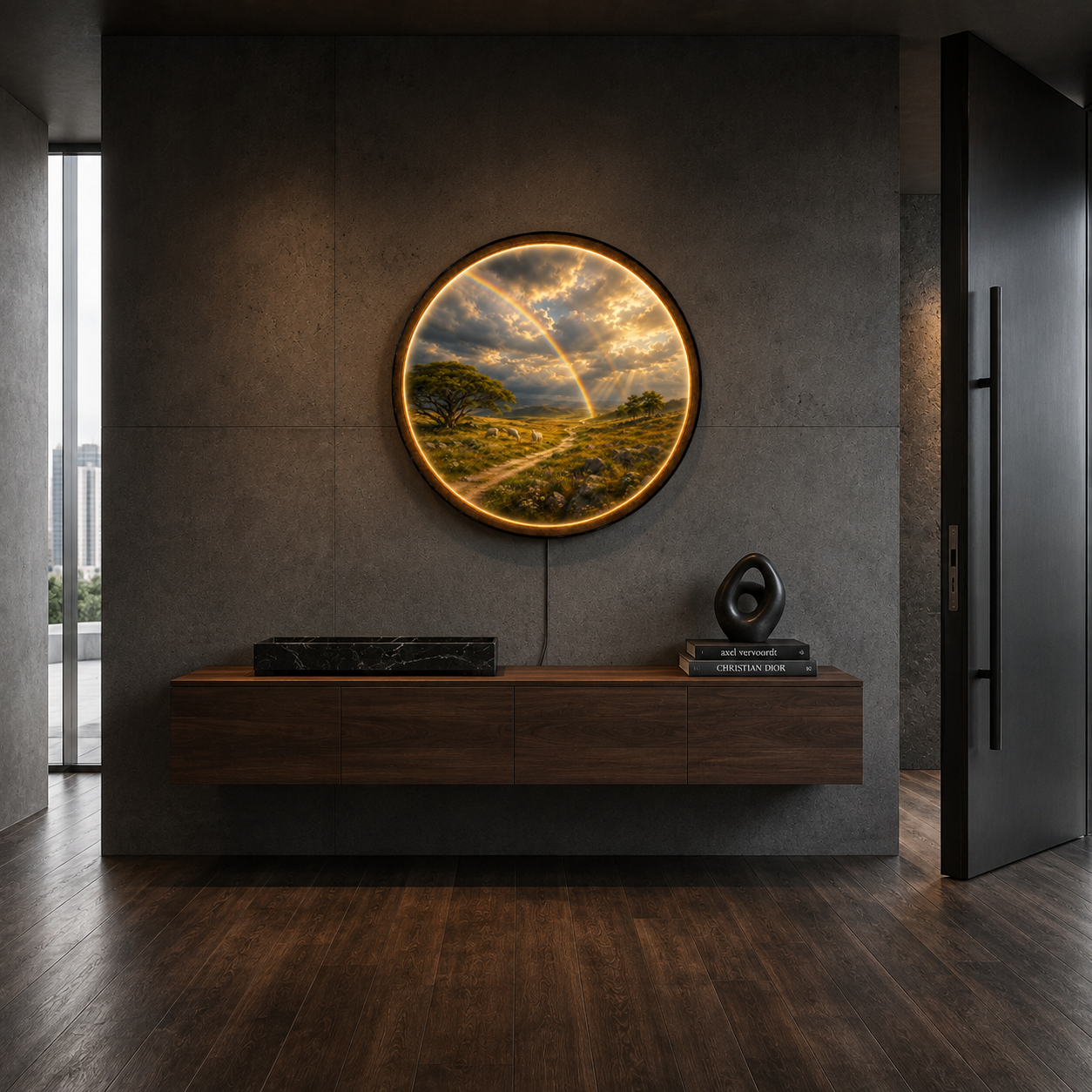 Golden Meadow LED Wall Art – Illuminated Countryside Landscape Decor