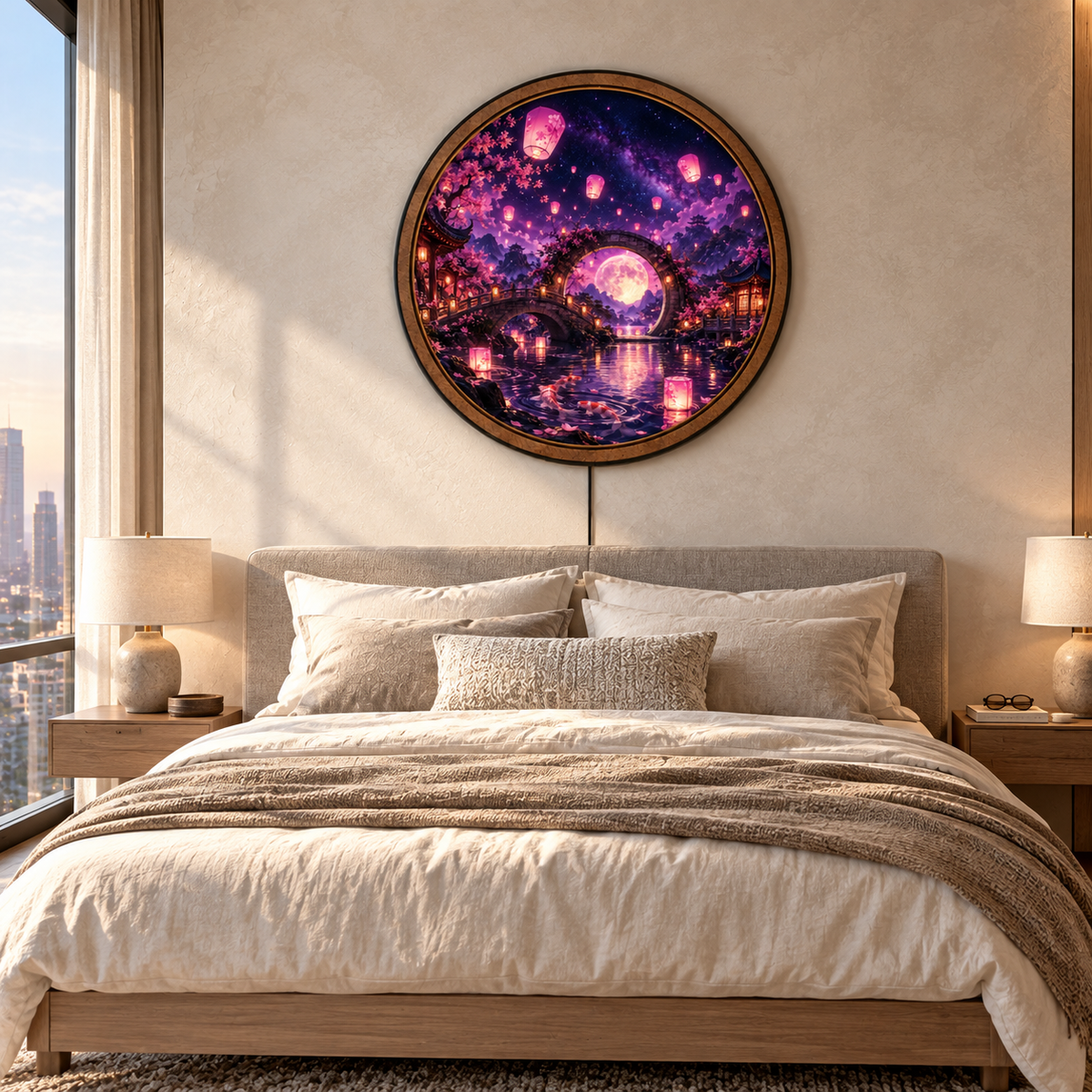 Celestial Elemental Dragon – Fantasy Round LED Wall Art