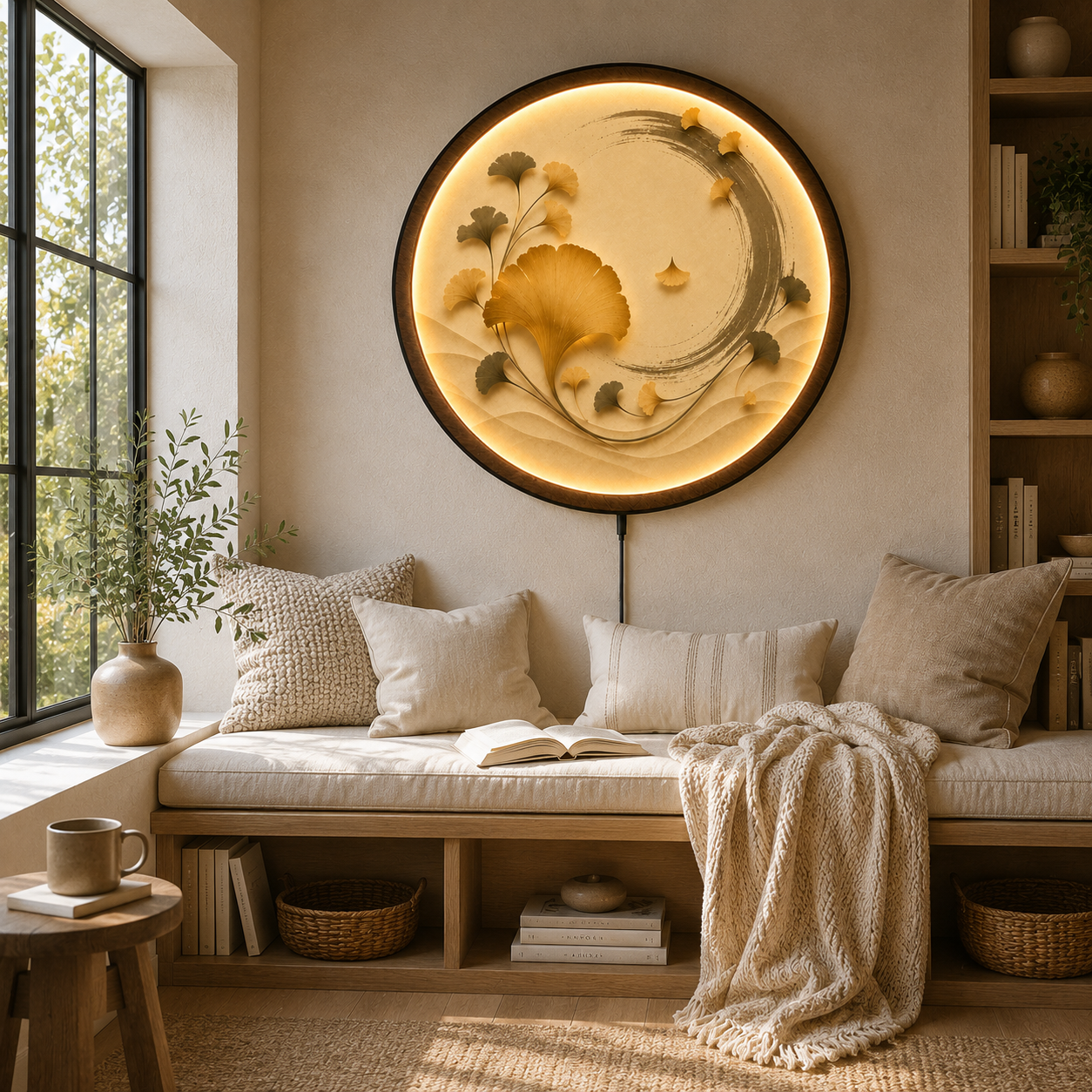 Ginkgo Harmony LED Wall Art – Minimalist Botanical Acrylic Decor