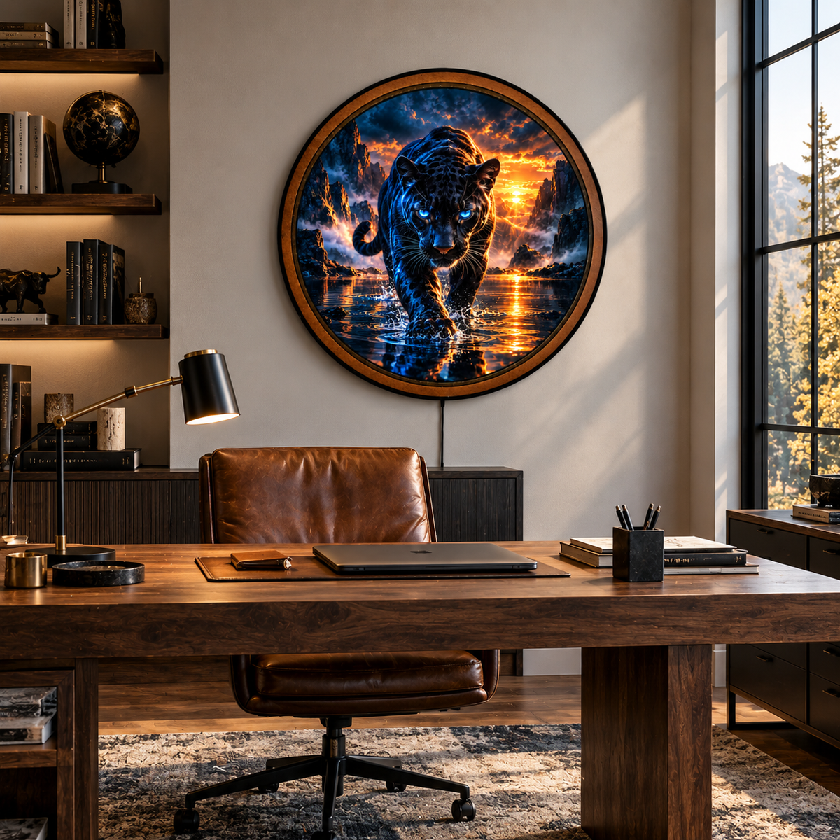 Obsidian King Black Panther – Handcrafted LED Wall Art
