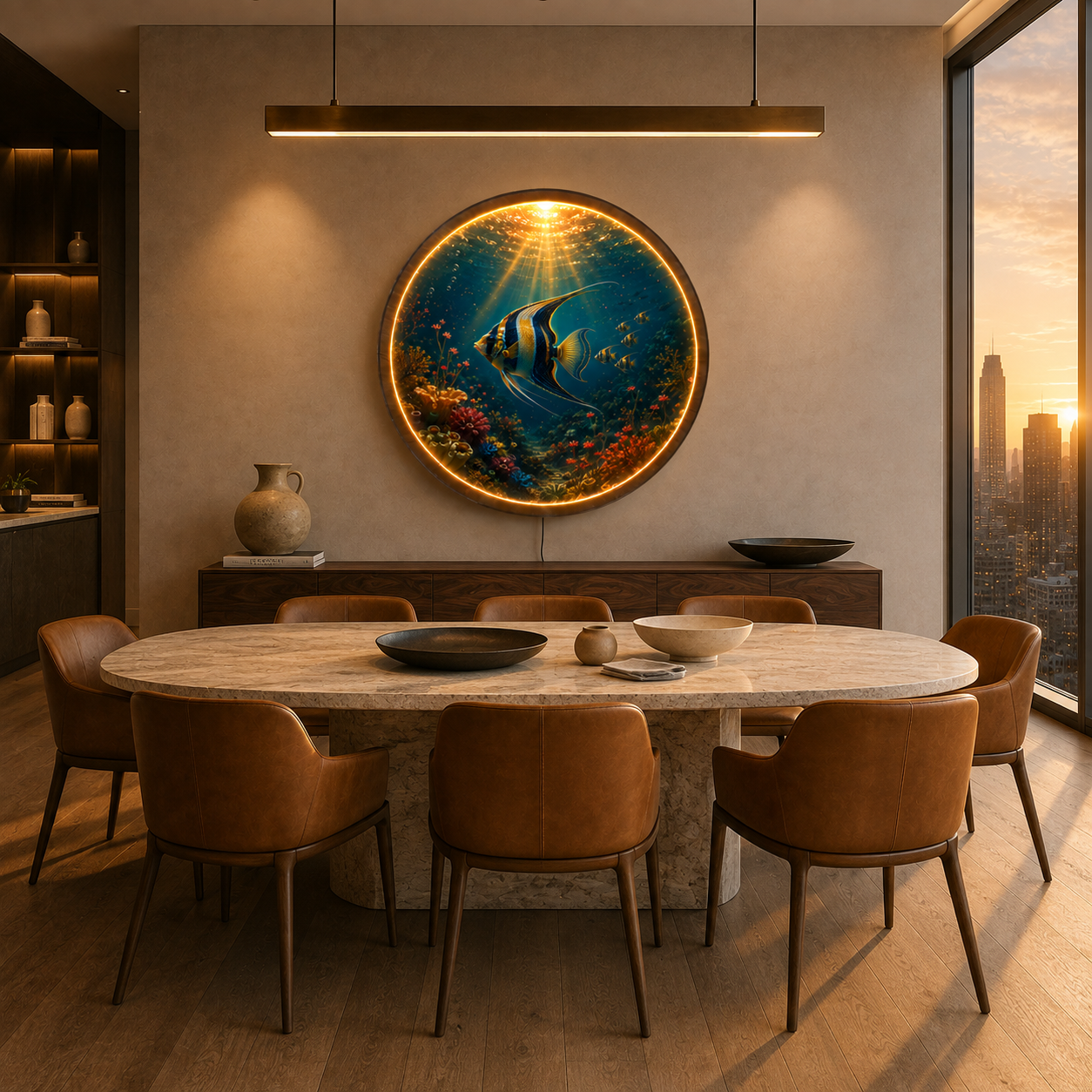 Tropical Angelfish Coral Reef LED Wall Art – Illuminated Ocean Decor