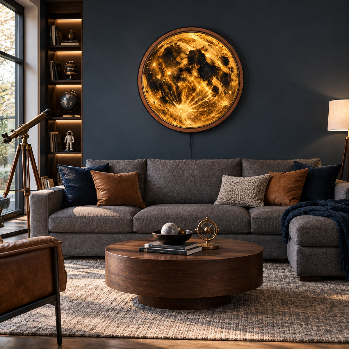 Golden Moon – Lunar Surface LED Wall Art