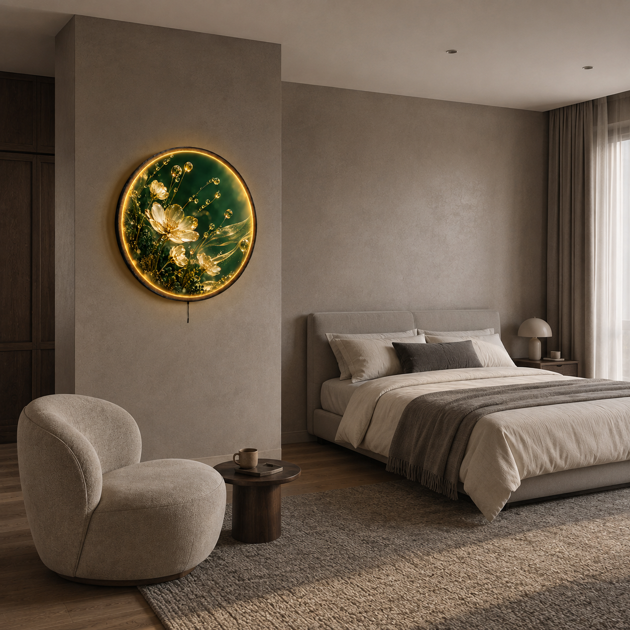 Emerald Bloom LED Wall Art – Illuminated Botanical Wall Decor
