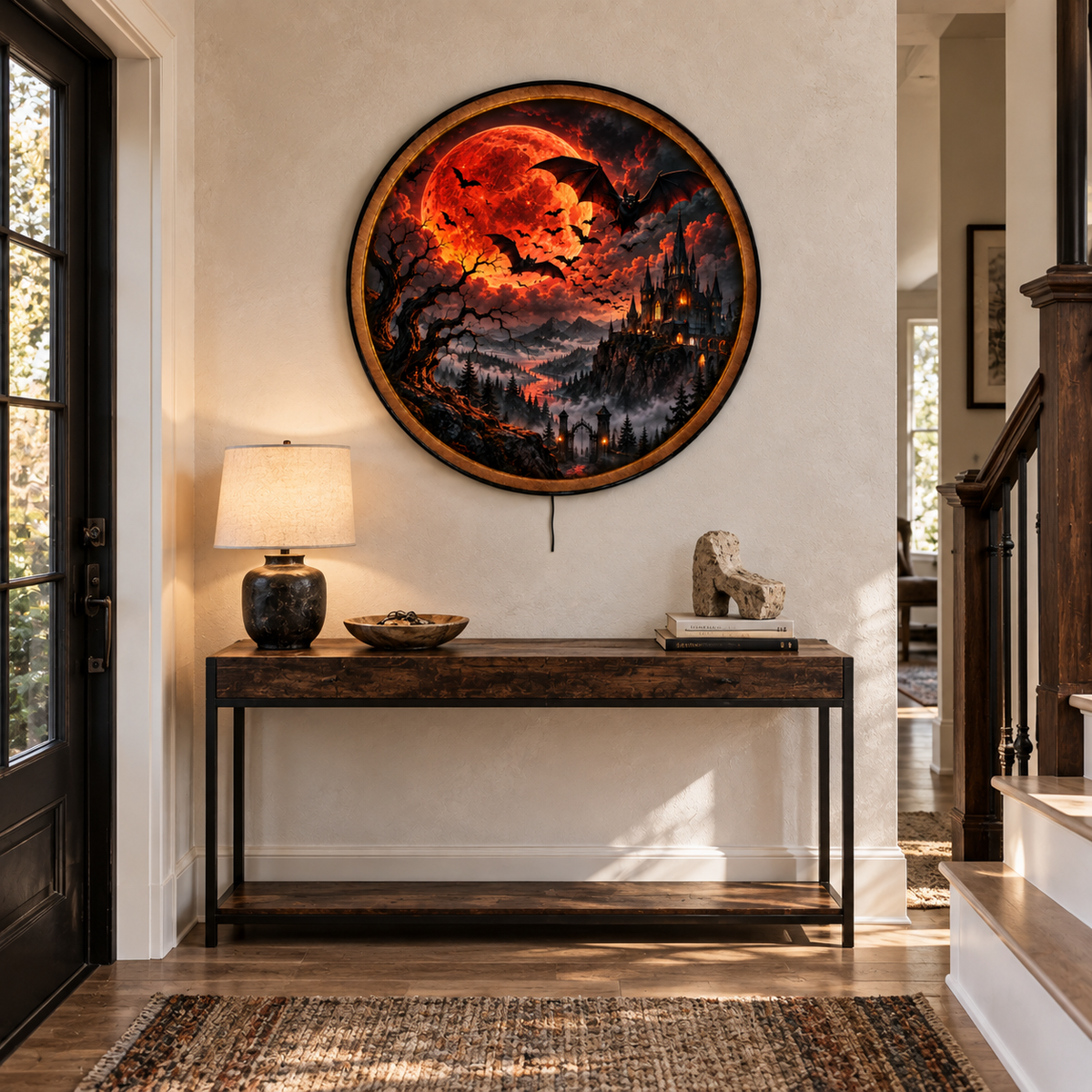 Blood Moon Bats – Gothic Castle LED Wall Art