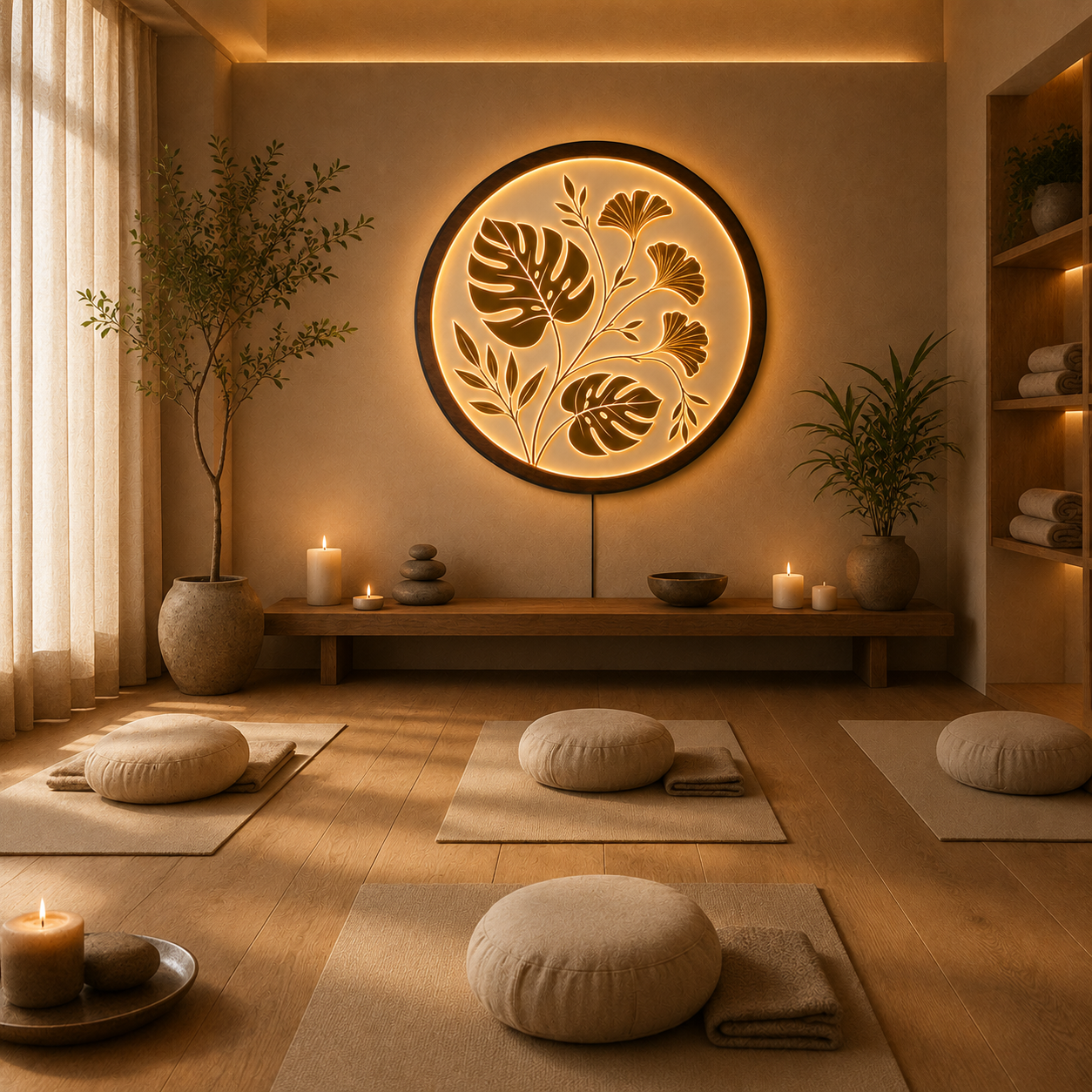 Botanical Leaf LED Wall Lamp | Monstera Ginkgo Wood Art
