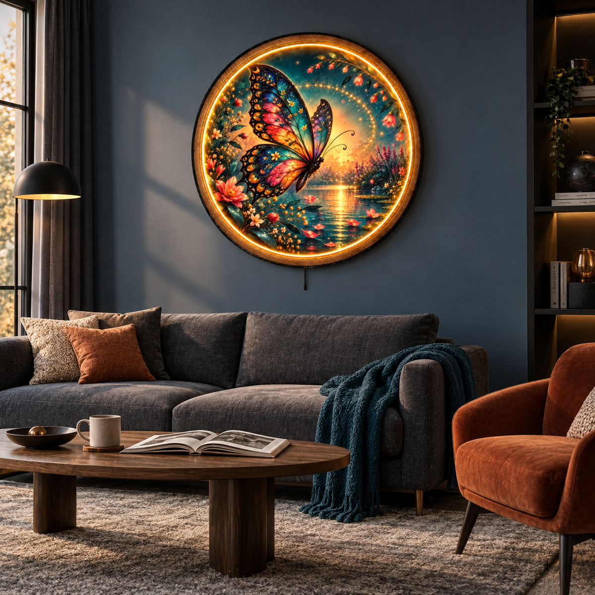 Enchanted Butterfly Lagoon LED Wall Art – Floral Fantasy Decor