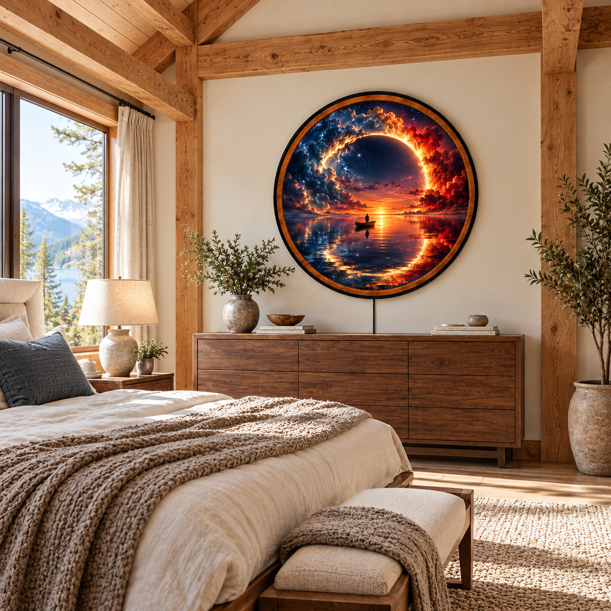 Eclipse Horizon – Handcrafted LED Wall Art | Cosmic Sunset & Celestial Eclipse Artwork