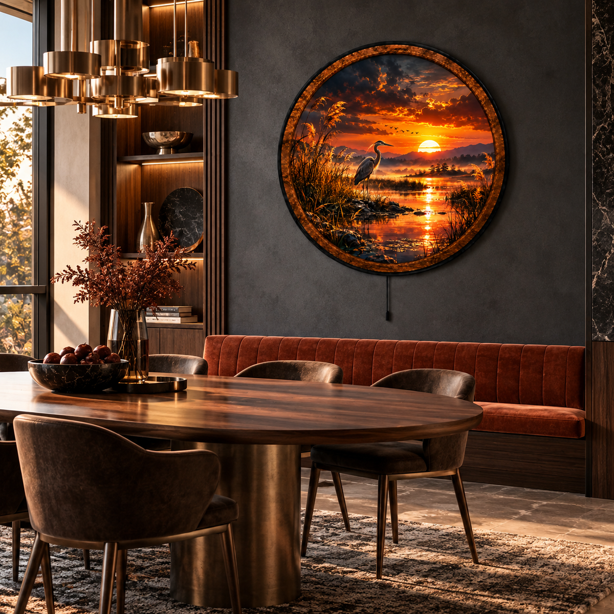 Handcrafted LED Wall Art | Sunset Lake Decor