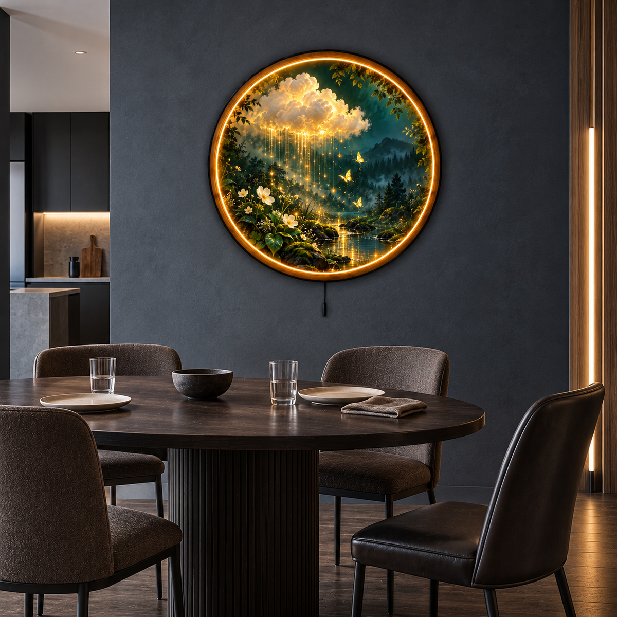 Golden Rain Cloud LED Wall Art – Enchanted Forest Decor