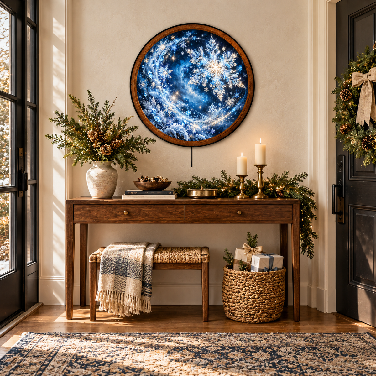 Handcrafted Celestial Crystal Snowflake LED Wall Art
