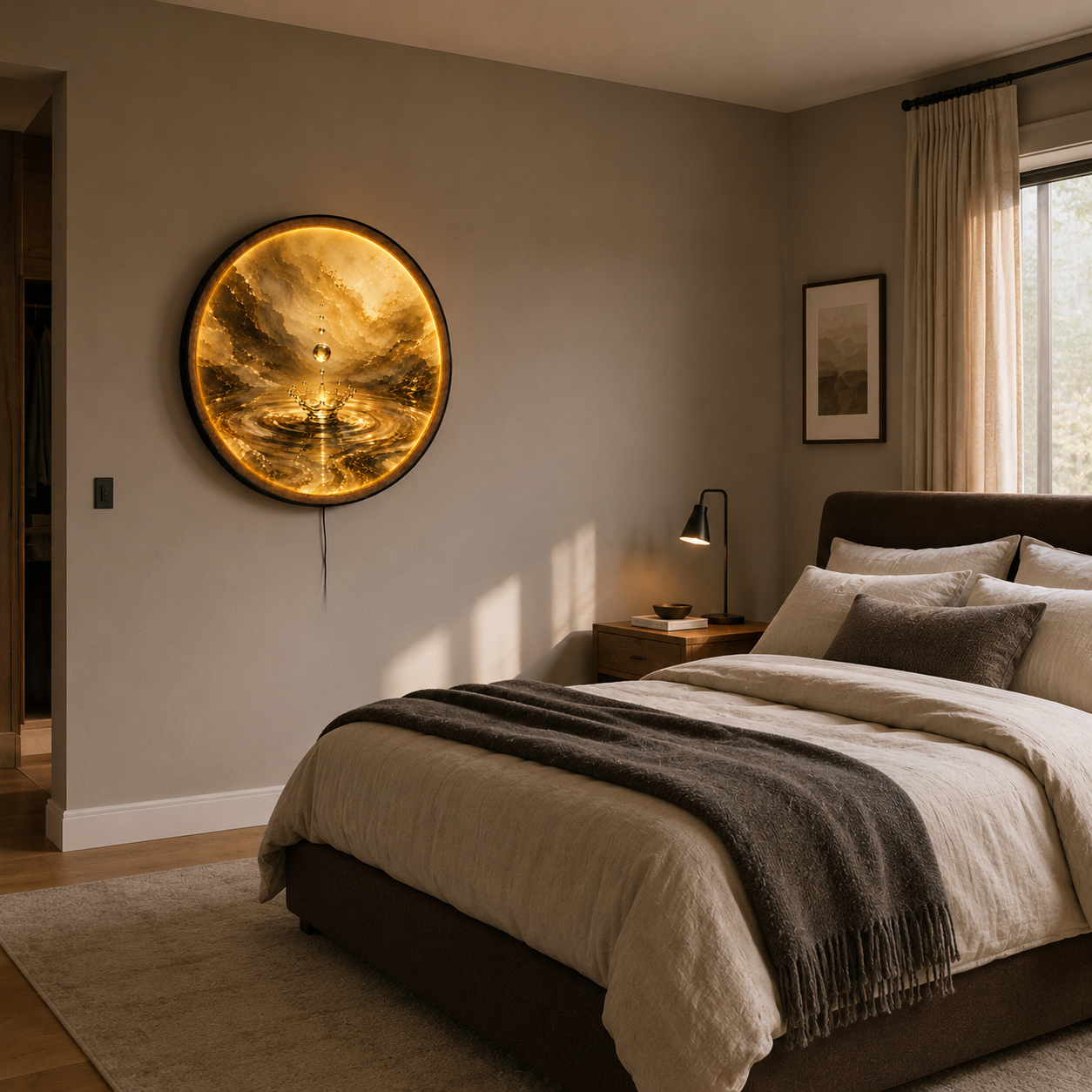 Golden Water Drop LED Wall Art – Luxury Crown Splash Decor